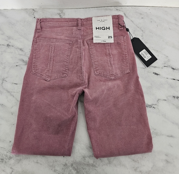 Rag & Bone High Rise Ankle Skinny Pink Corduroy Pant Jeans 25 NWT - Picture 6 of 8